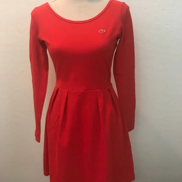 Lacoste | Dresses | Lacoste Long Sleeve Red Dress Size S | Poshmark
